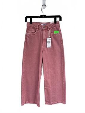 MANGO Coral Pink wide-leg Cropped jeans Girls NWT Size Small